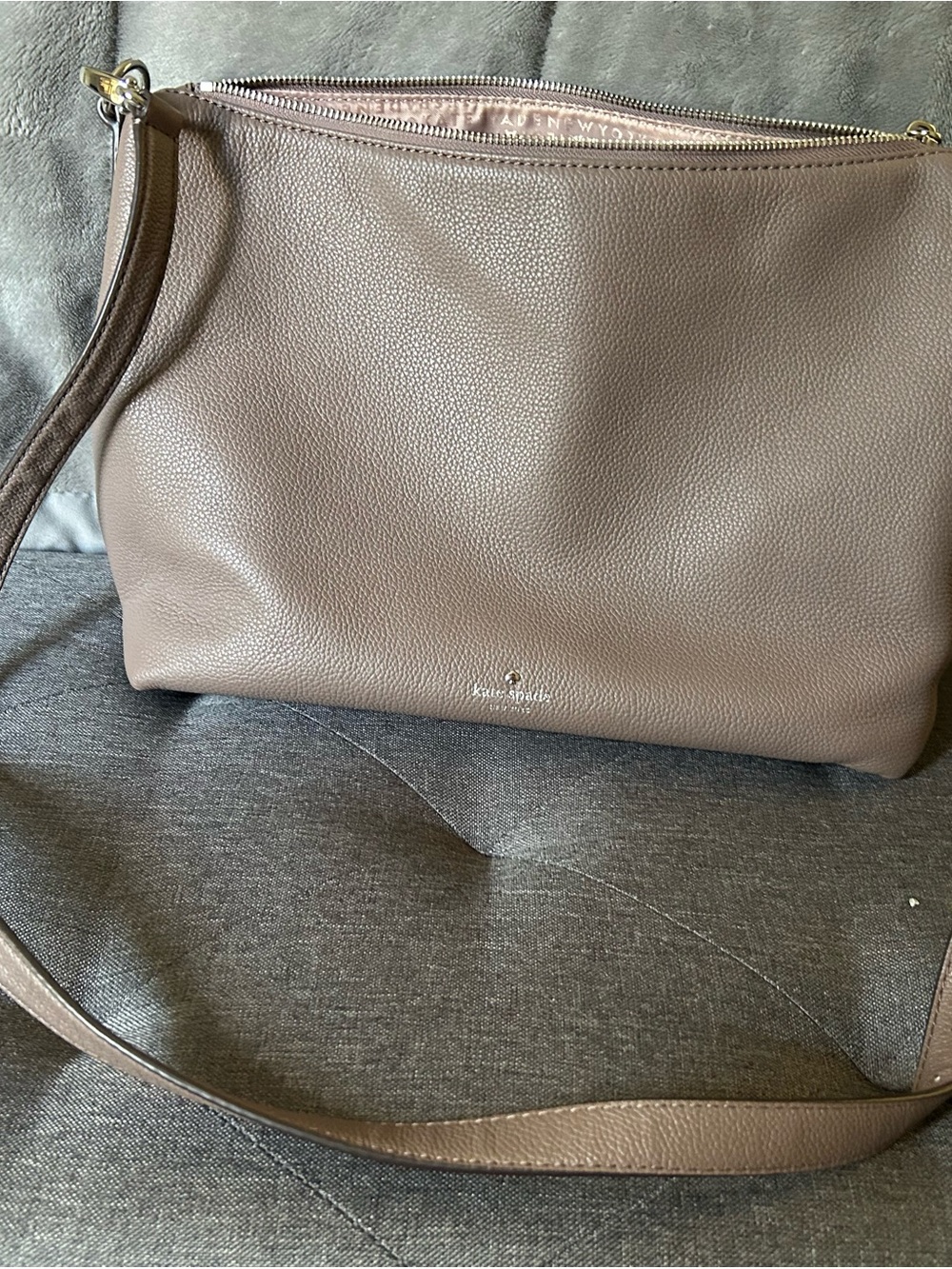 kate spade Pebbled Leather Shoulder Bag in Taupe